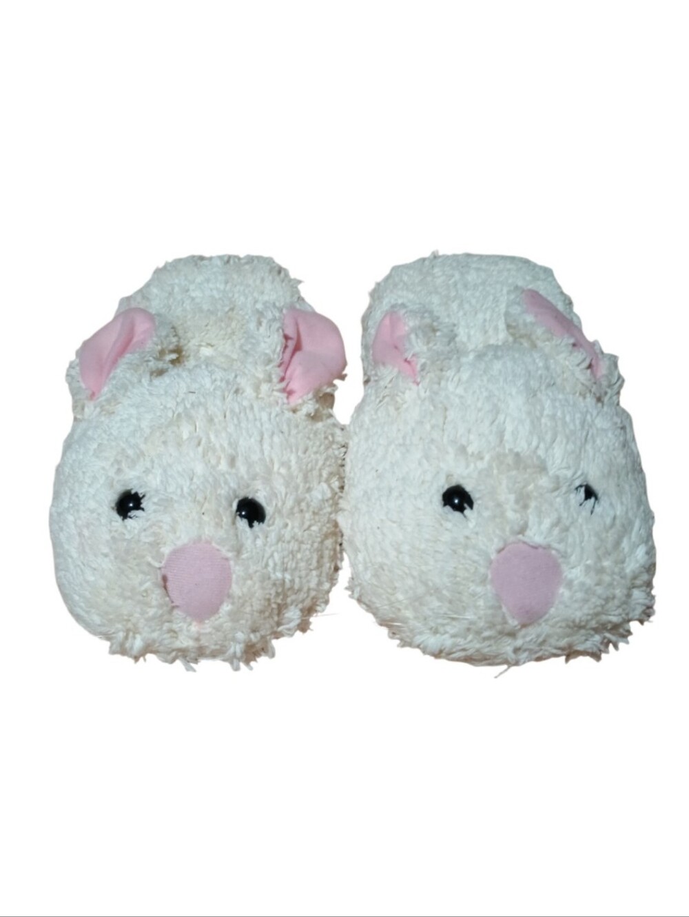 Plush Bunny White & Pink Slippers - Cozy Plush Bunny Design